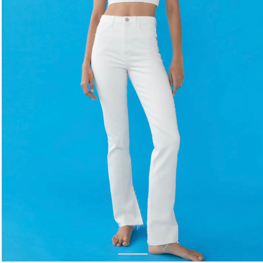 Zara Slim Flared Slitted High Rise Jeans